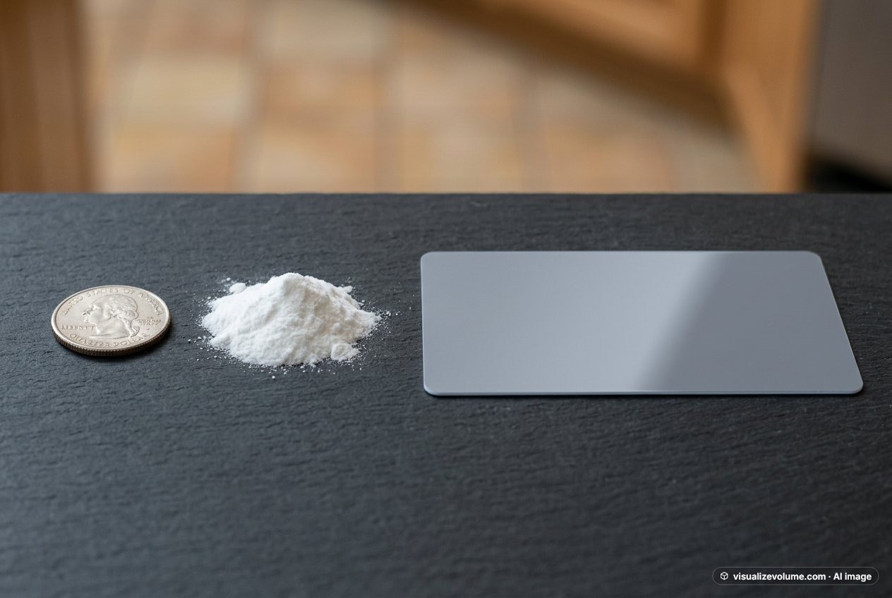 Baking soda, in “What does 1 teaspoon of baking soda look like?”