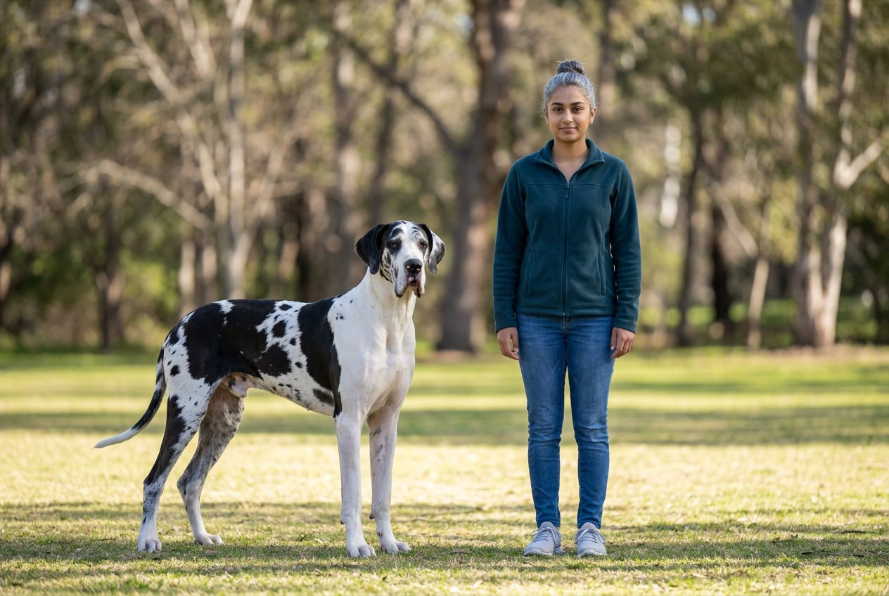 Great dane vs person: size comparison