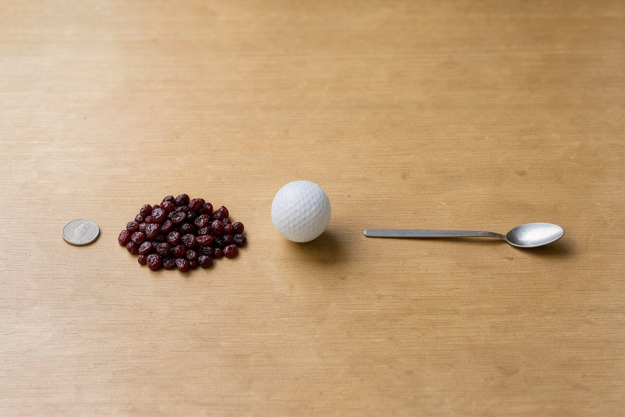 What does 40 grams of dried cranberries look like?