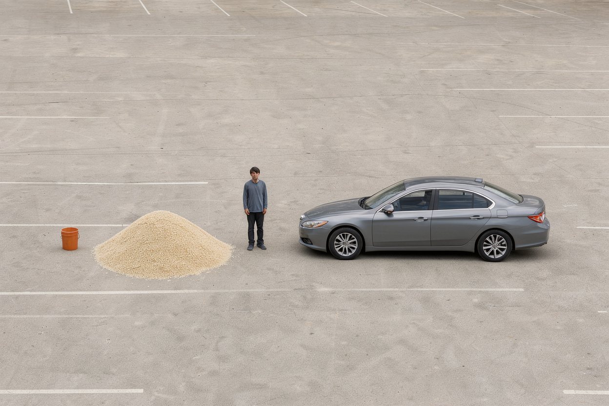 What does 1,000,000 grams of long-grain rice look like?