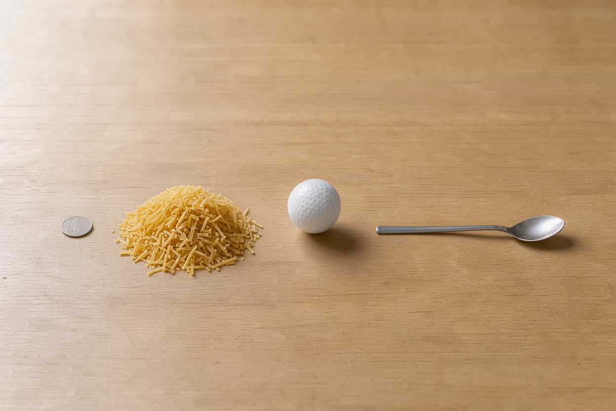 What does 70 grams of dry pasta look like?