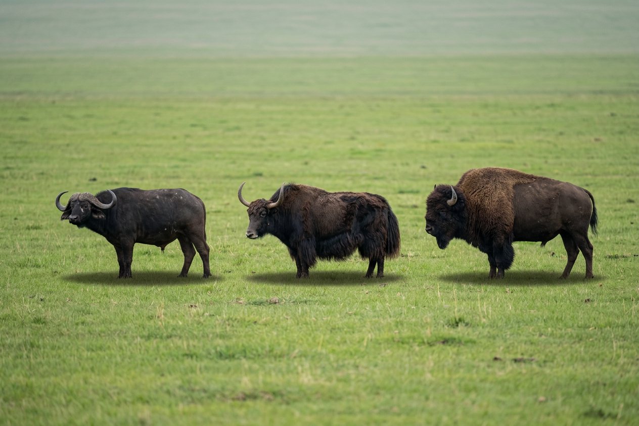 Buffalo vs yak vs bison: size comparison