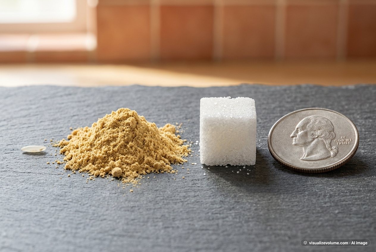 Ground ginger, in “What does 1 teaspoon of ground ginger look like?”