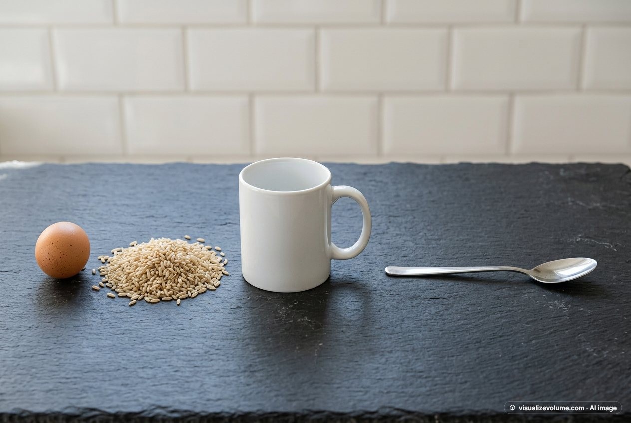 Brown rice, in “What does 80 grams of brown rice look like?”