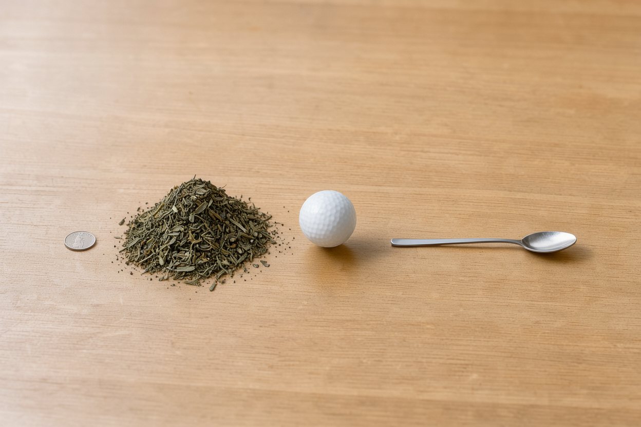 What does 2 ounces of loose leaf tea look like?