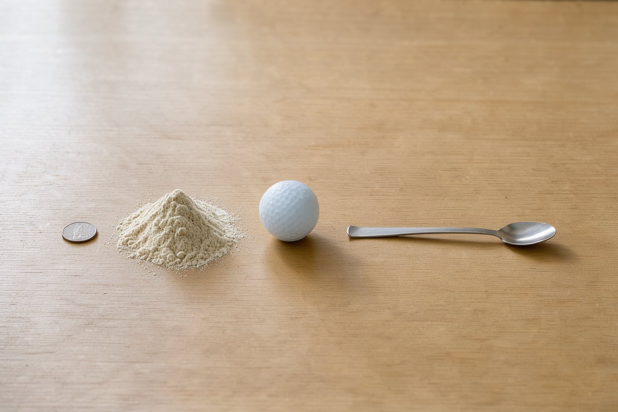 What does 30 grams of whey protein powder look like?