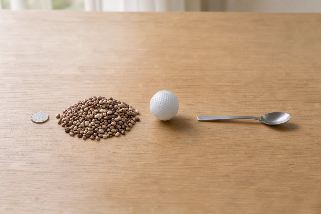 What does 100 grams of dried beans look like?