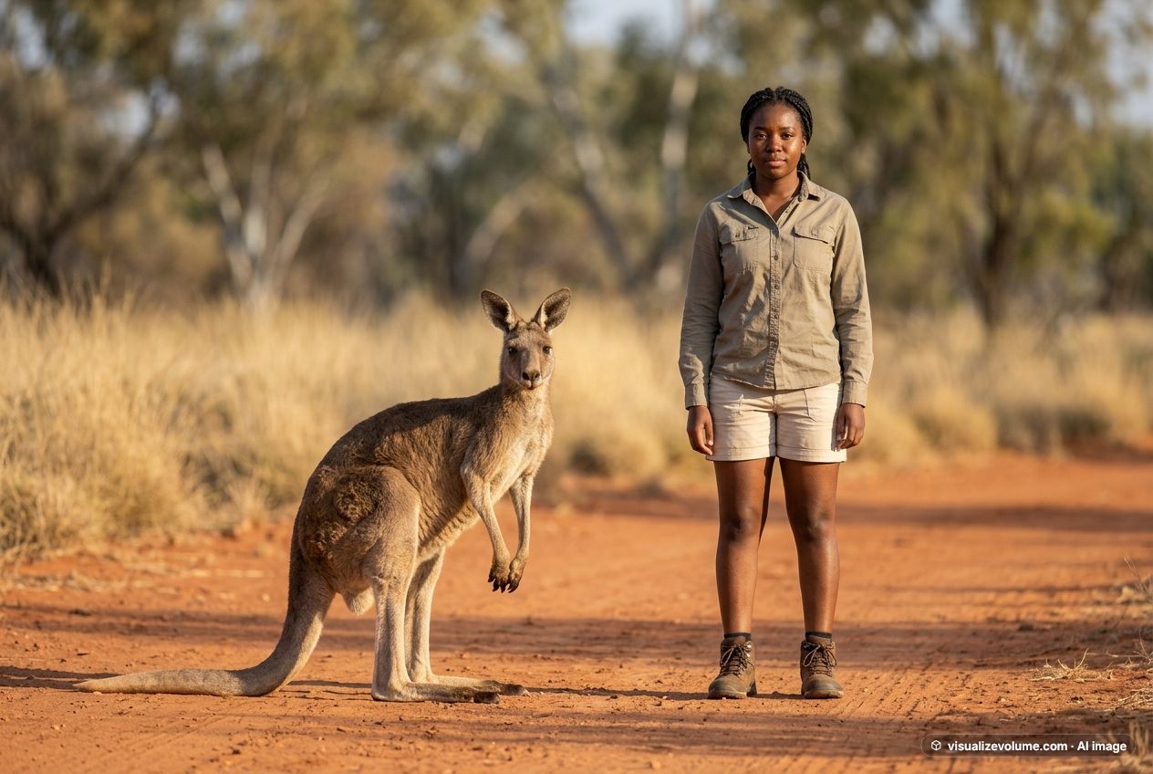 Kangaroo vs person: size comparison