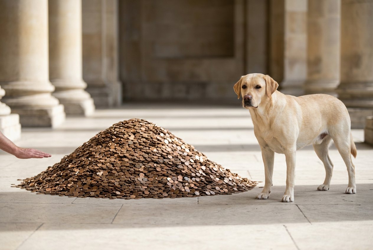 Labrador Retriever, in “What do 100,000 pennies look like?”