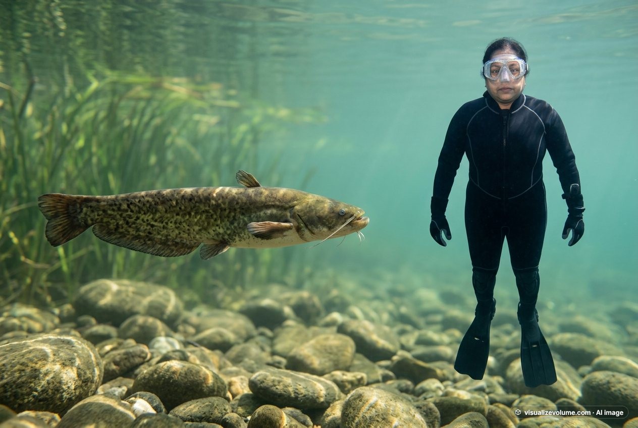 Catfish vs person: size comparison