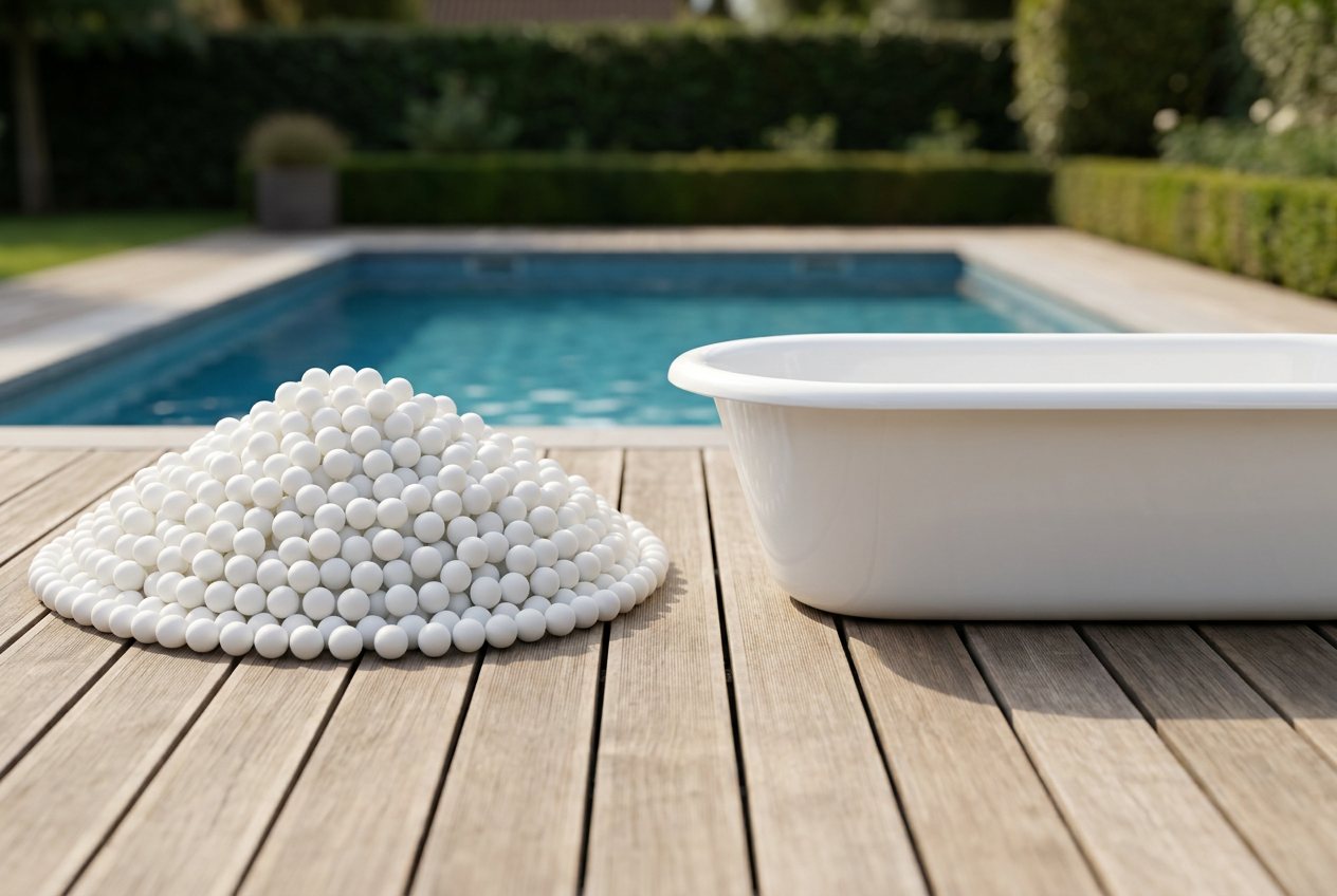 How many ping-pong balls would fill a bathtub? Shown at true scale next to a bathtub.