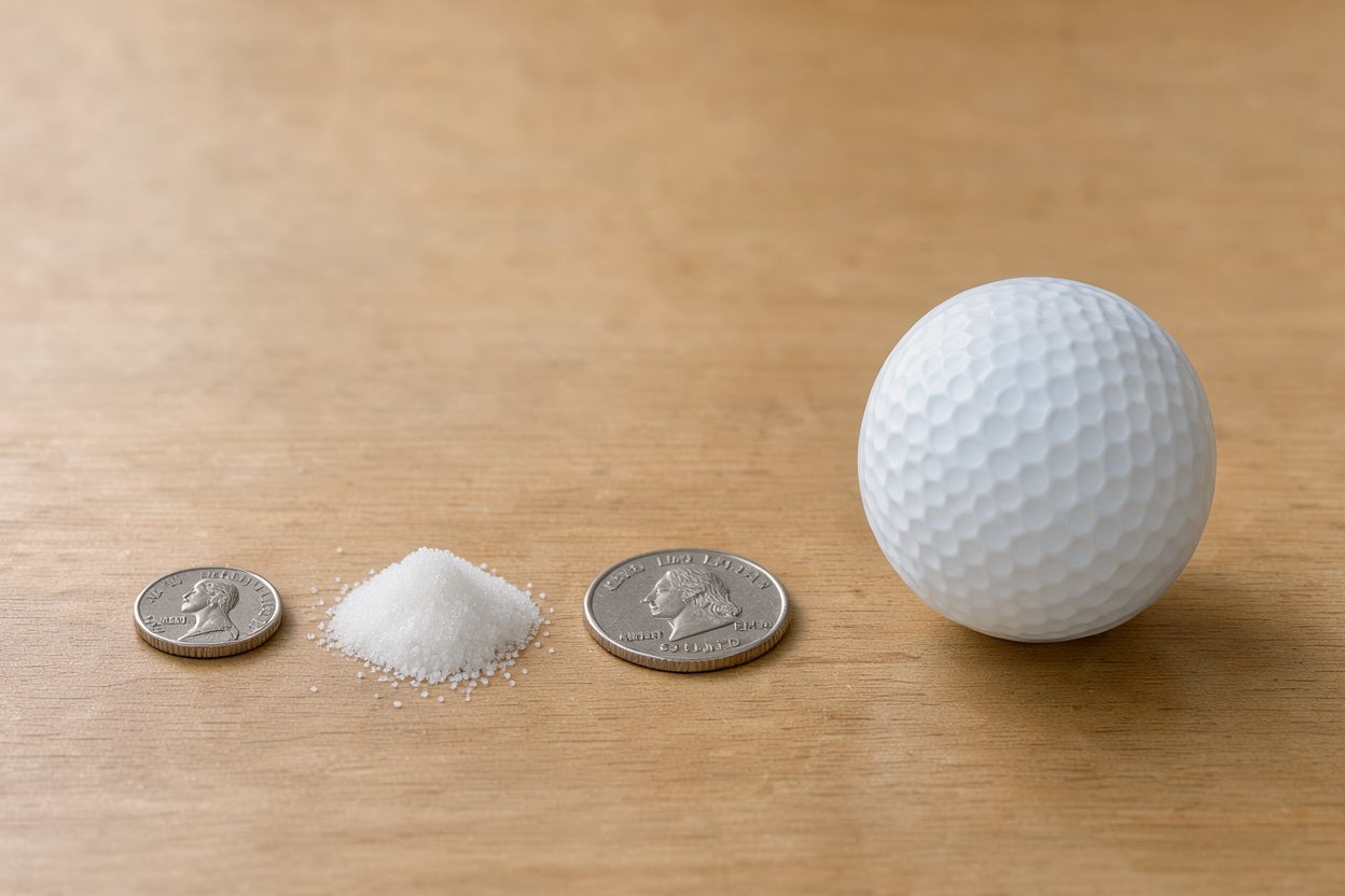 What does 1 gram of granulated sugar look like?