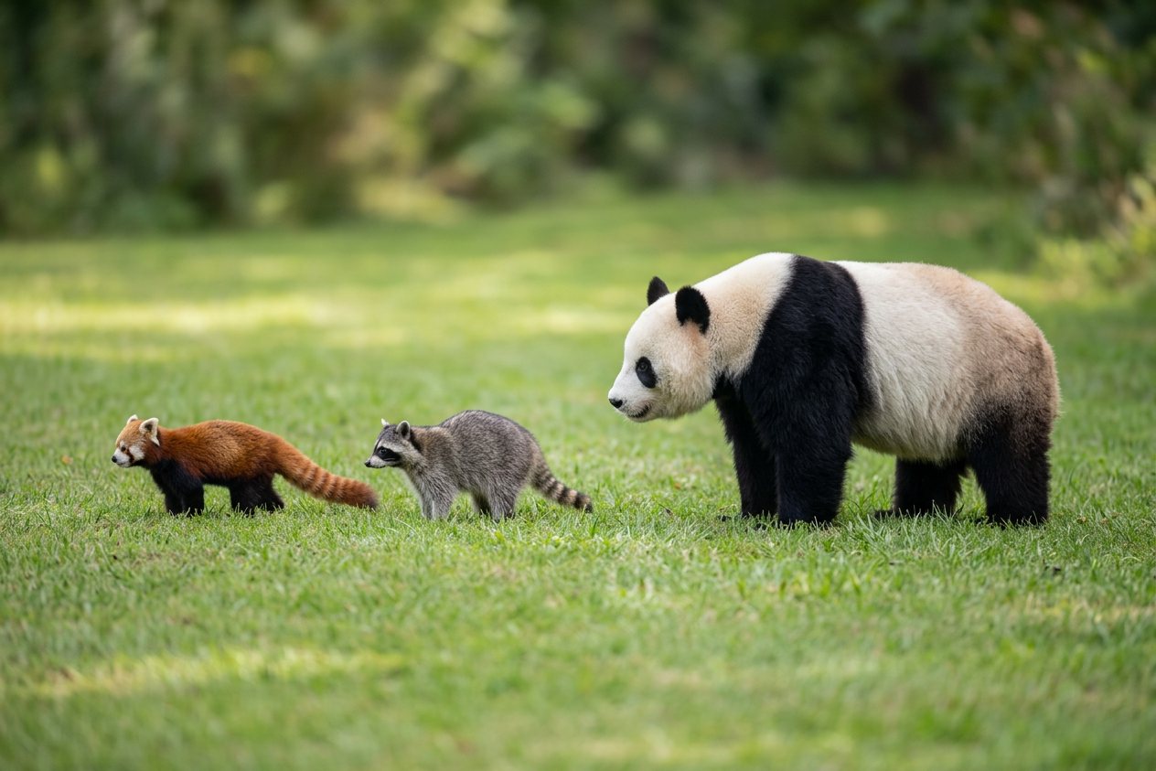 Red panda vs raccoon vs giant panda: size comparison