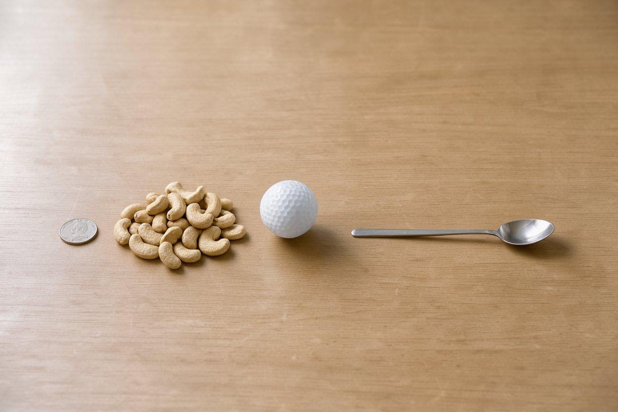 What does 1 ounce of cashews look like?