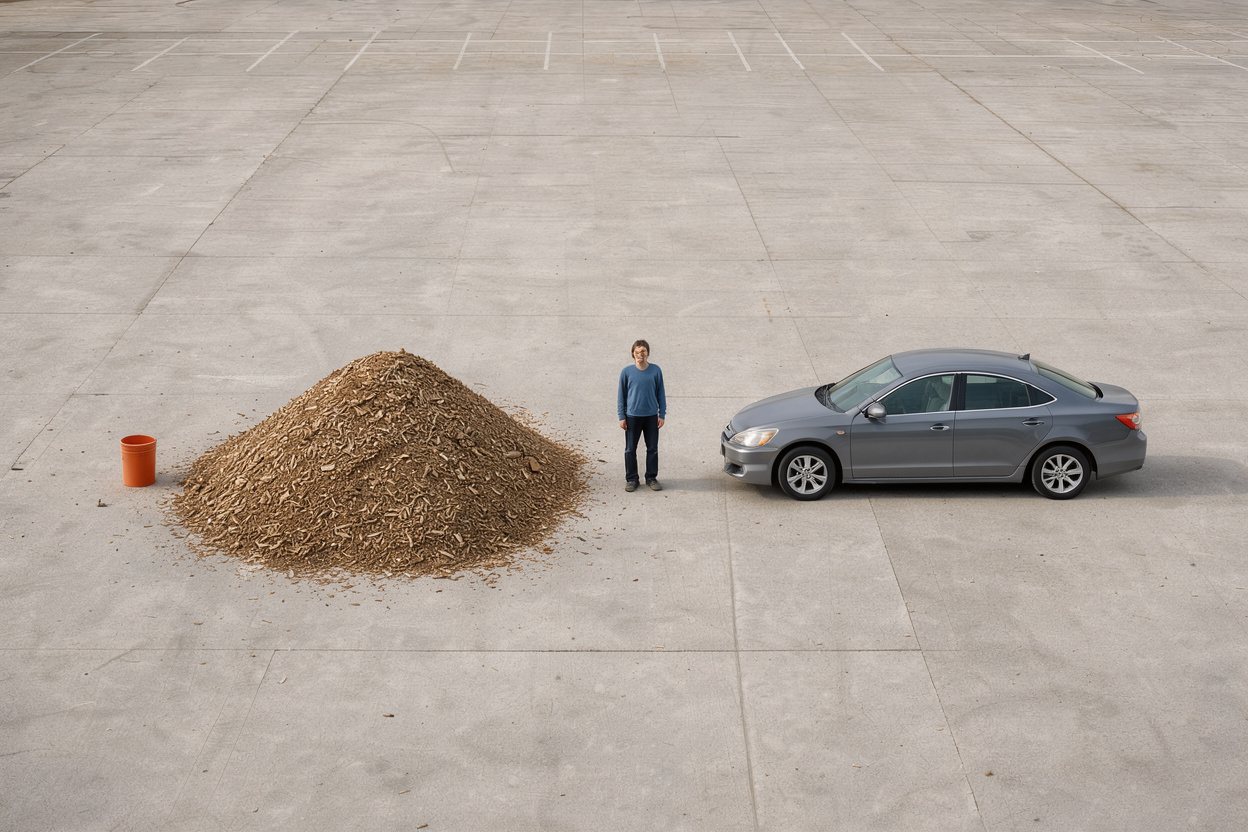 What does 10 cubic yards of wood chips look like?