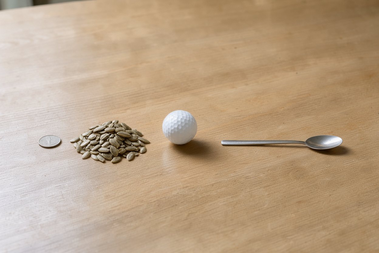 What does 30 grams of pumpkin seeds look like?