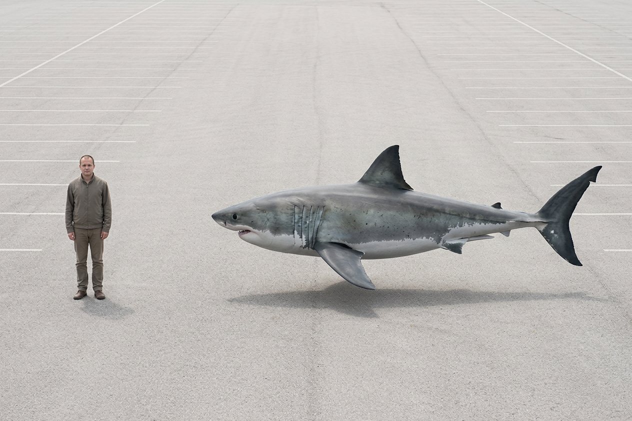 Person vs great white shark: size comparison