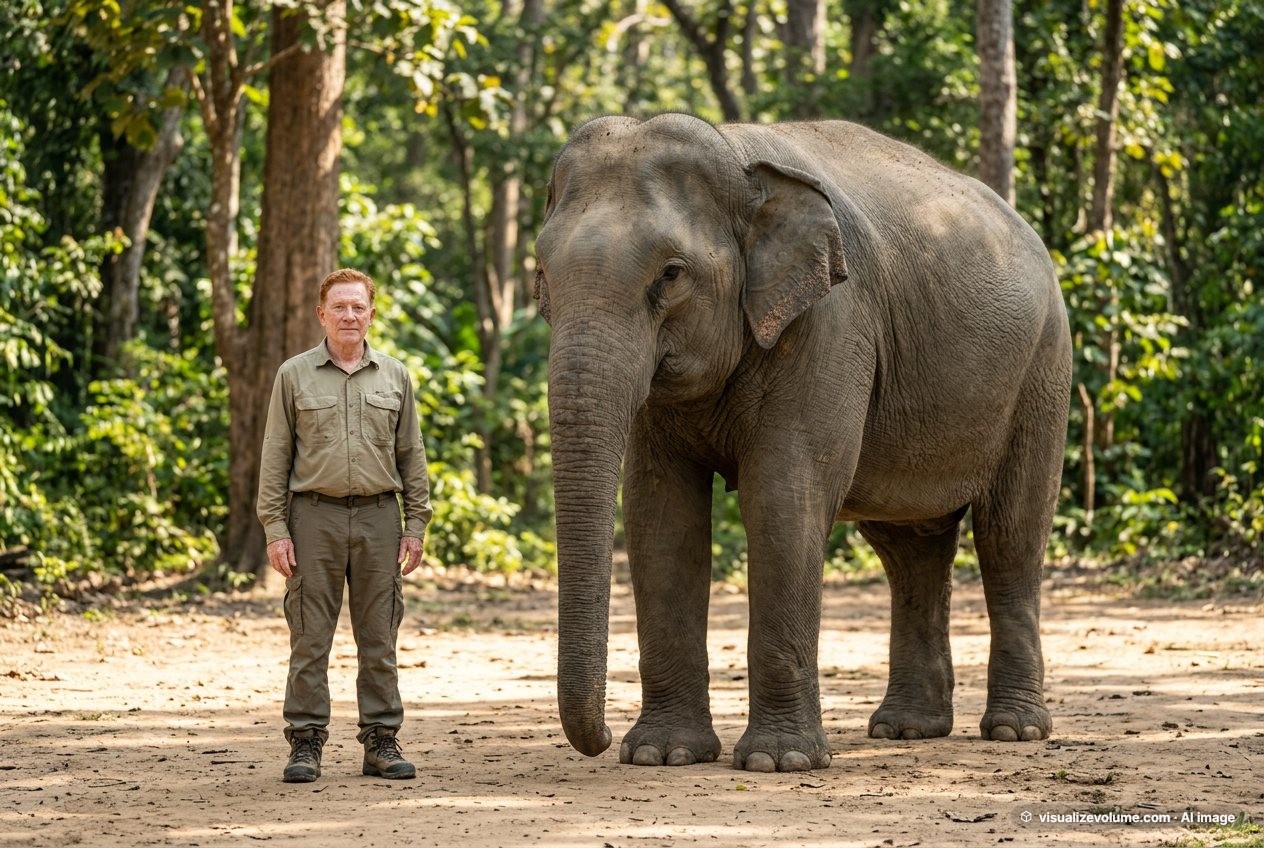 Person vs asian elephant: size comparison