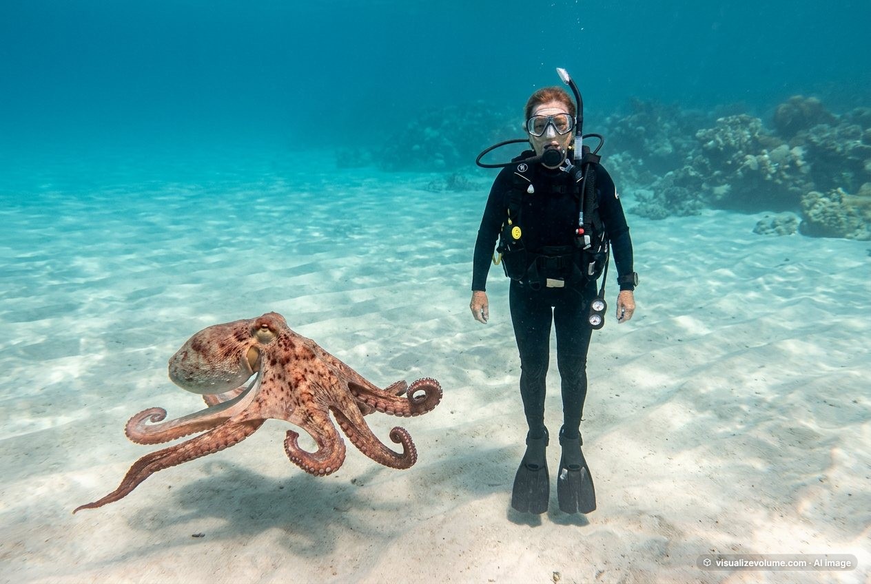 Octopus vs person: size comparison