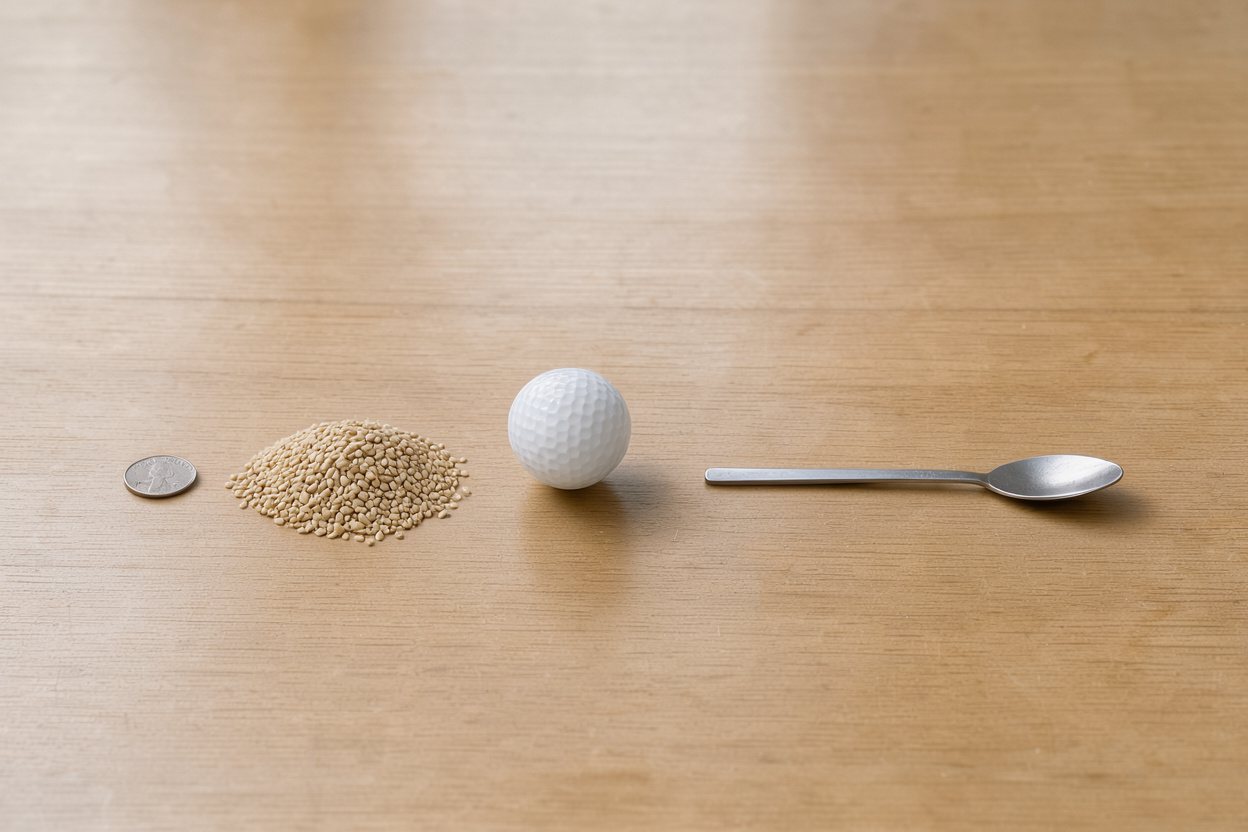 What does 20 grams of sesame seeds look like?