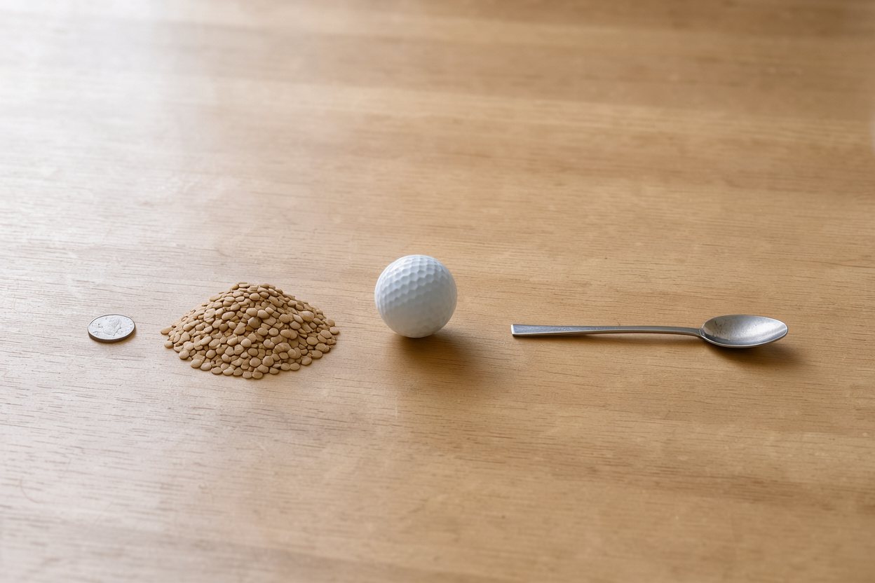 What does 50 grams of lentils (dry) look like?