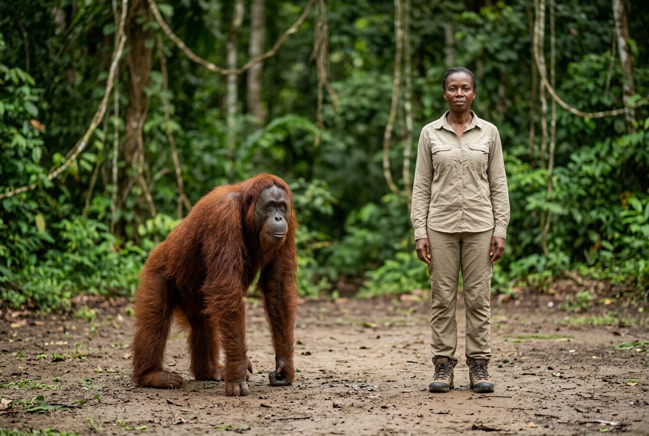 Orangutan vs person: size comparison