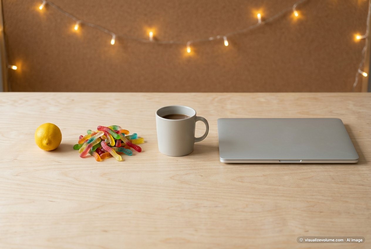 Coffee mug, in “How many gummy worms would fill a coffee mug?”