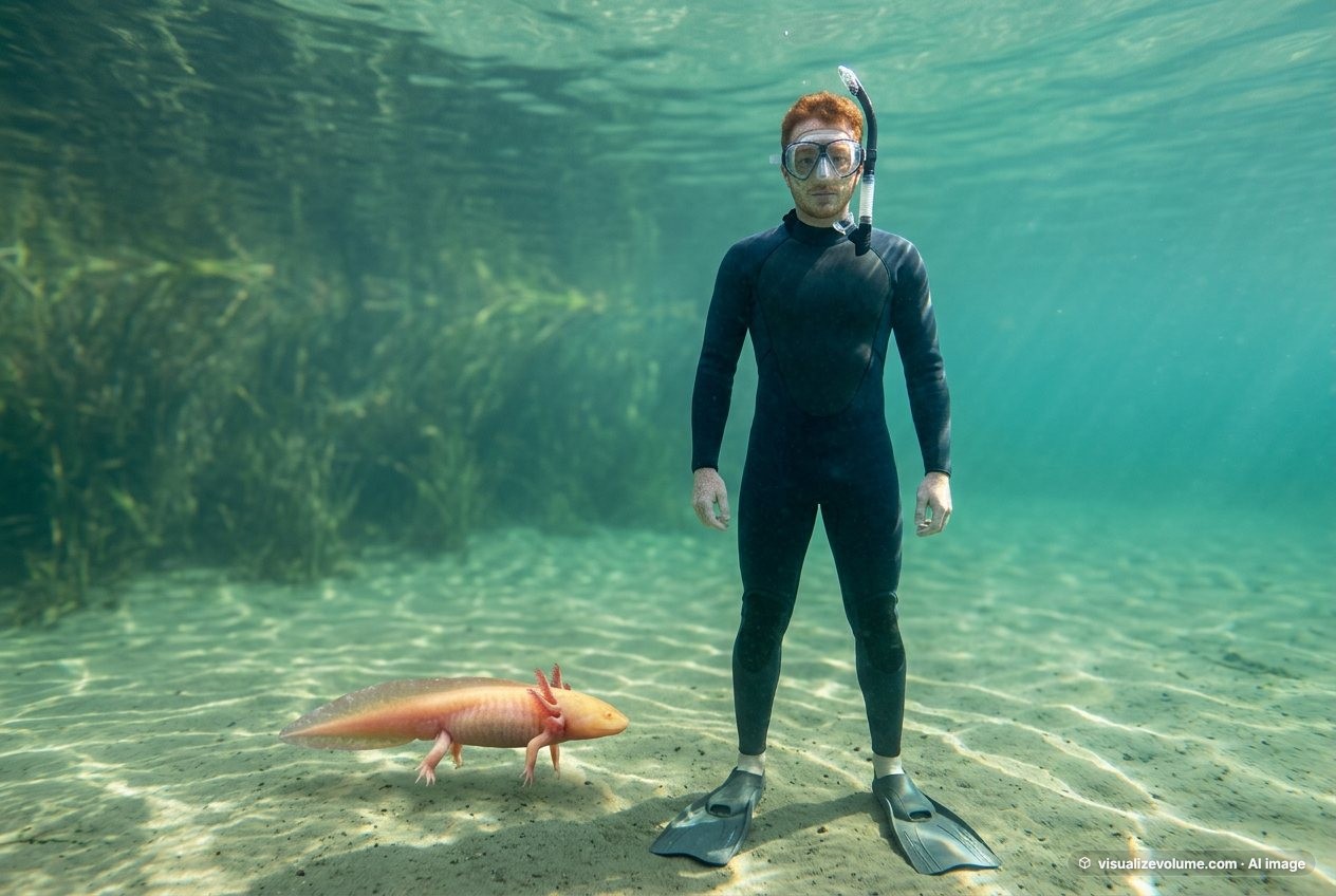Axolotl vs person: size comparison