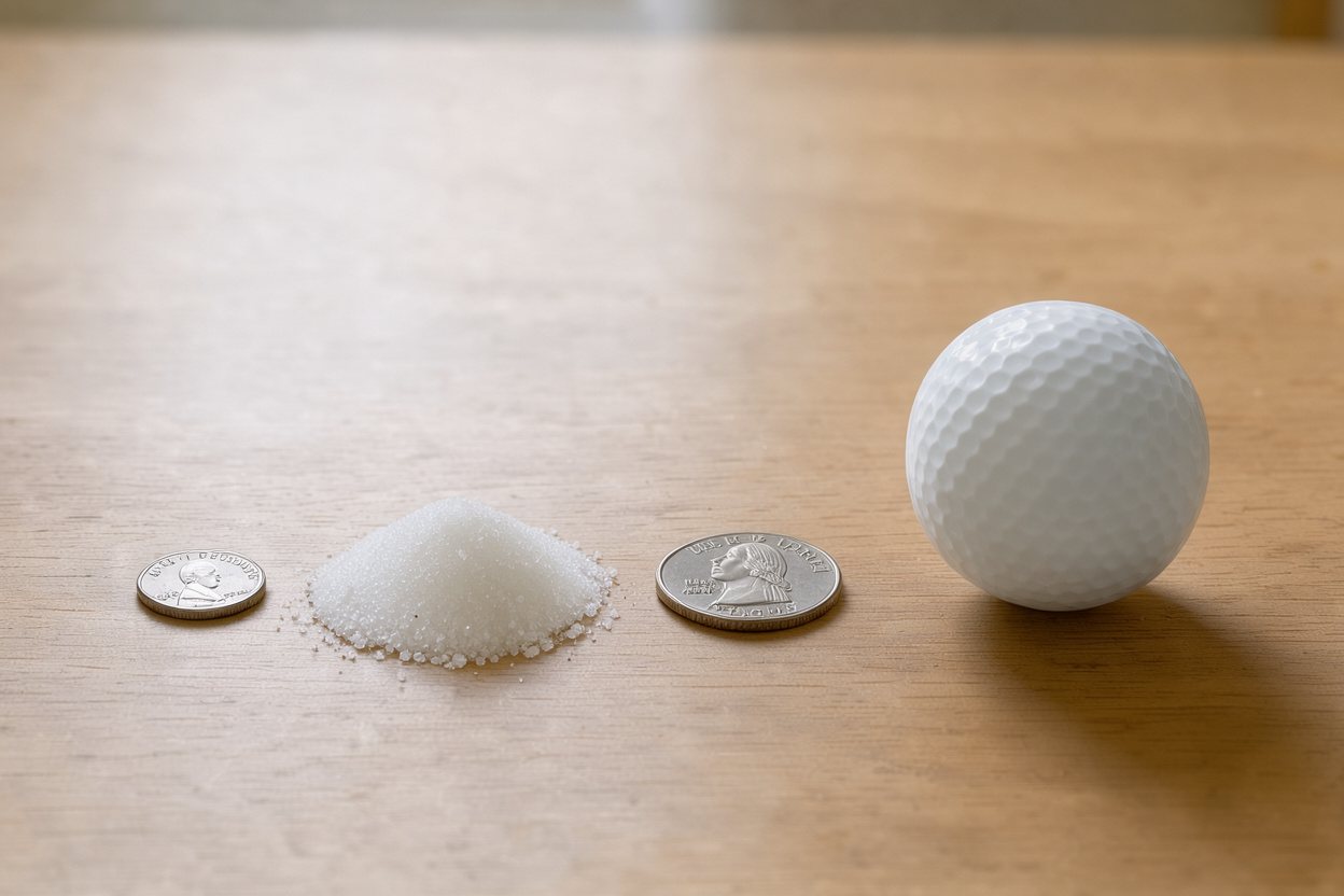 What does 1 teaspoon of granulated sugar look like?