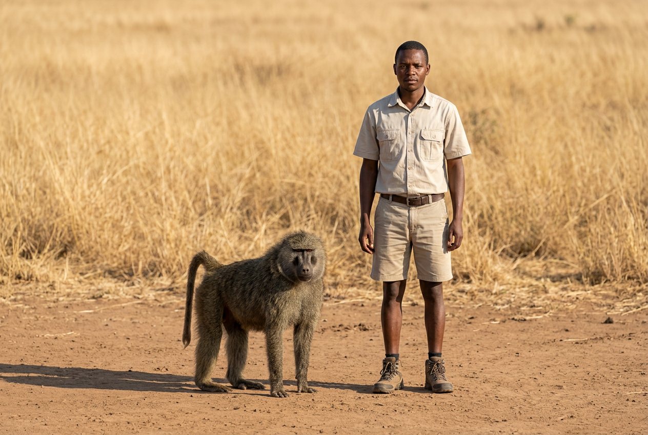 Baboon vs person: size comparison