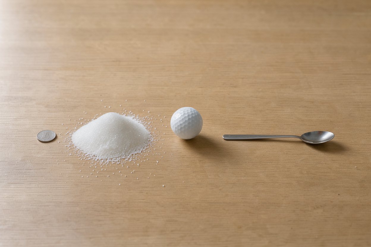 What does 100 grams of granulated sugar look like?