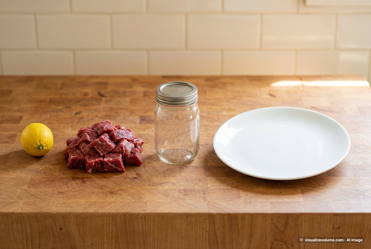 Beef stew meat, in “What does 400 grams of beef stew meat look like?”