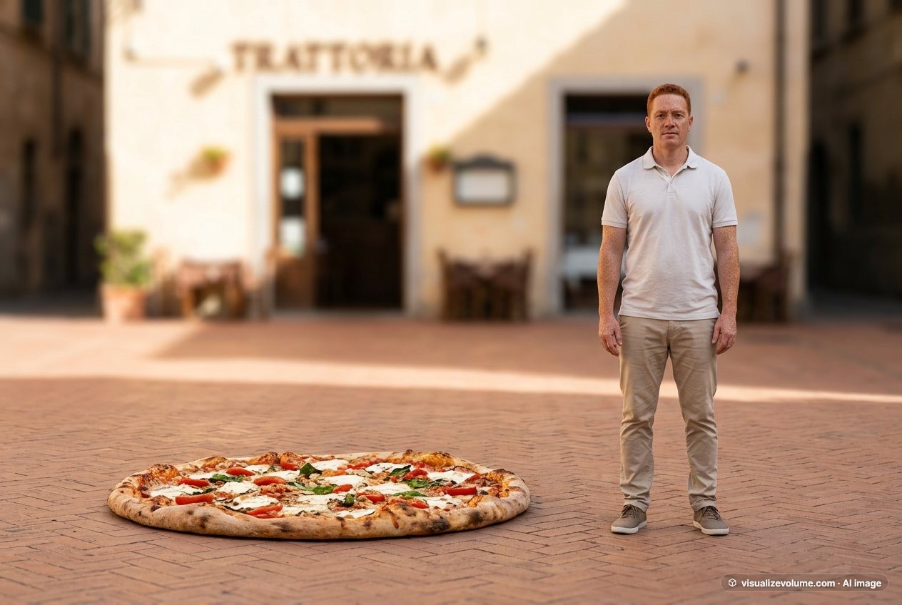 Xl pizza vs person: size comparison