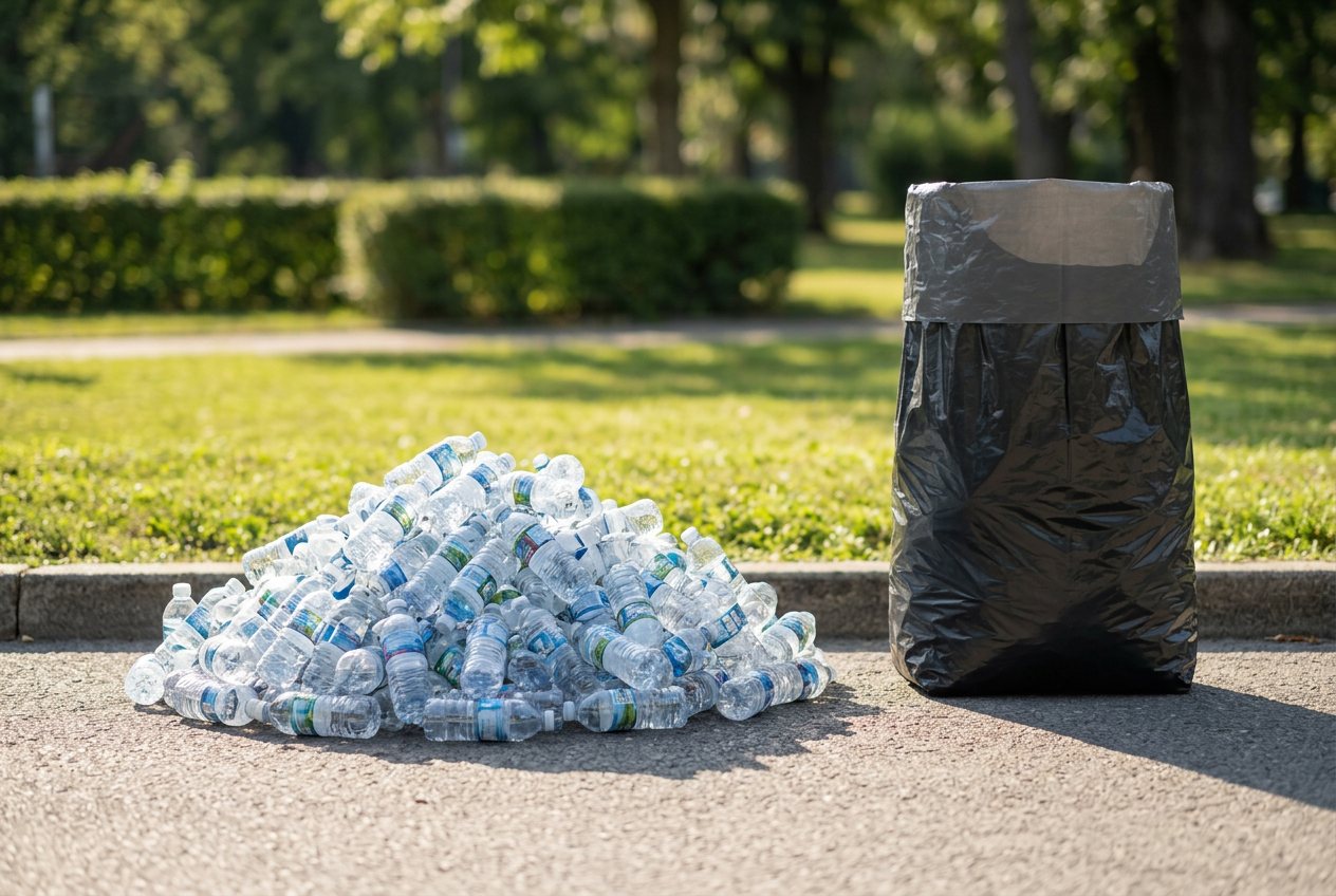 Trash bag, in “How many water bottles would fill a trash bag?”