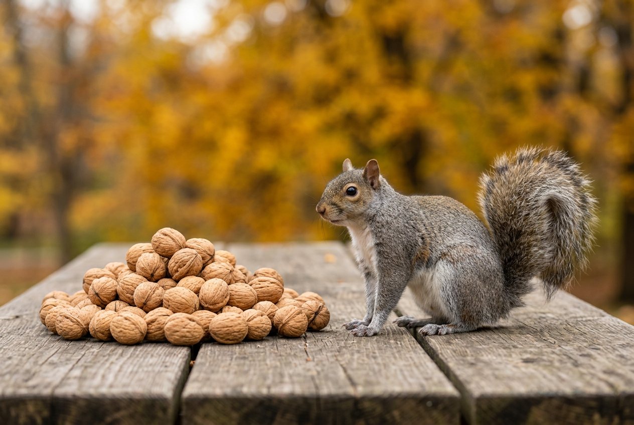 100 walnuts vs western gray squirrel: size comparison