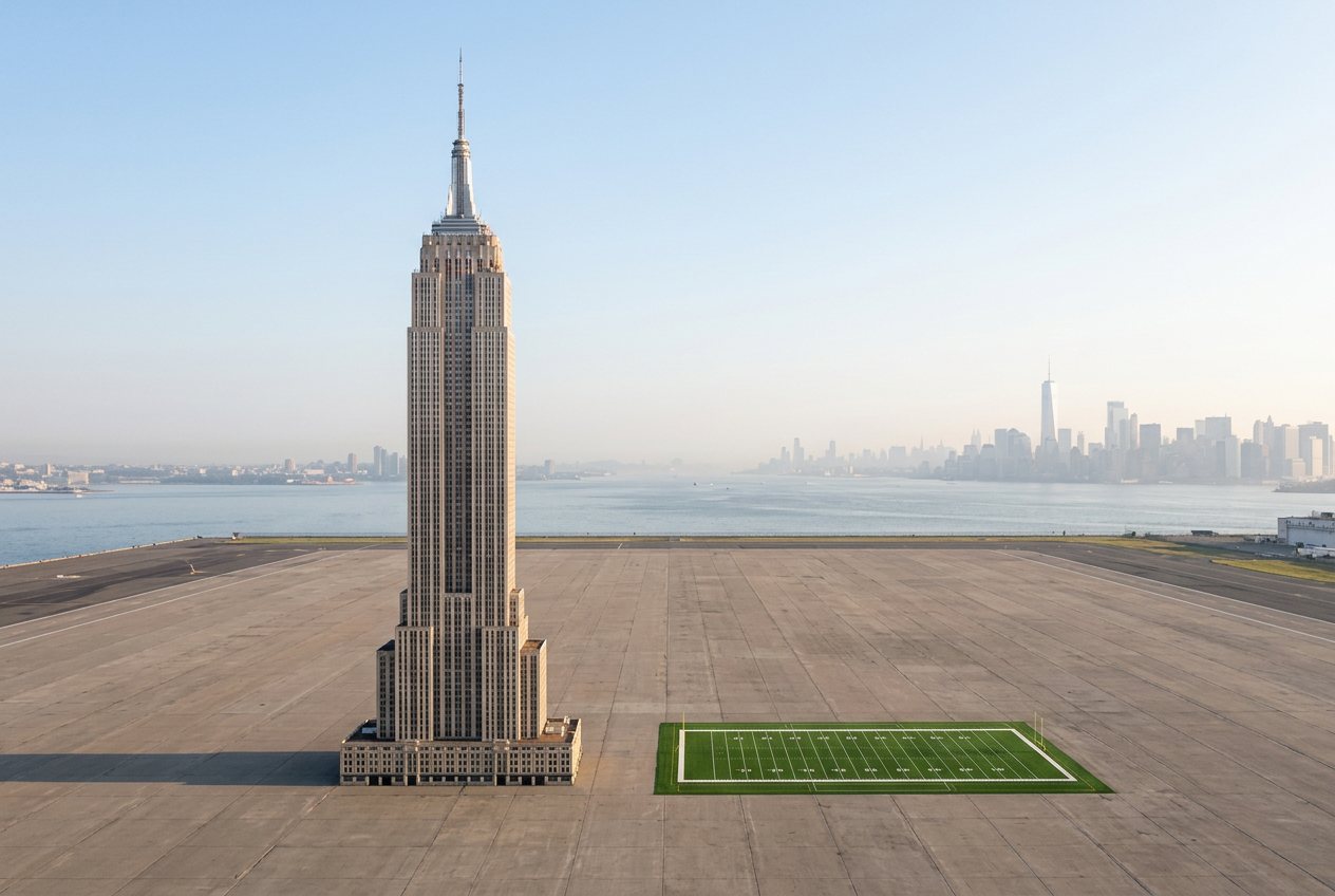 American football field, in “What does 1 empire state building look like?”