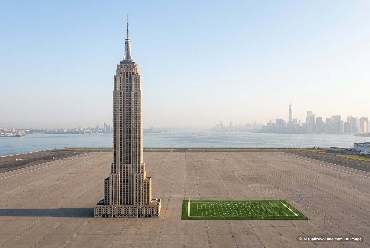 American football field, in “What does 1 empire state building look like?”