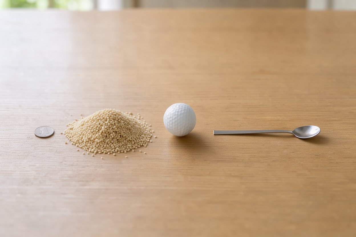 What does 80 grams of couscous (dry) look like?