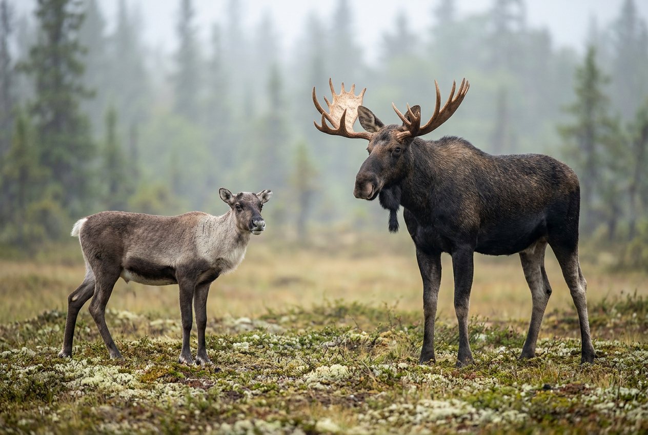 Caribou vs moose: size comparison