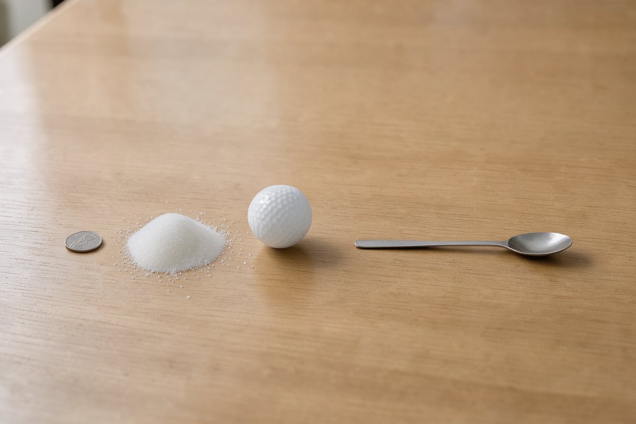 What does 25 grams of granulated sugar look like?