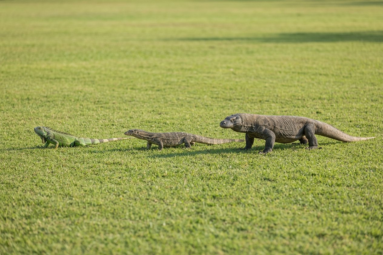 Iguana vs monitor lizard vs komodo dragon: size comparison