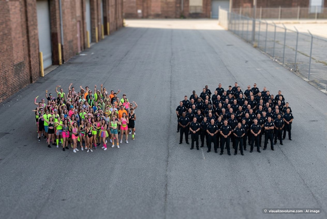 Police officer, in “100 ravers vs 100 cops”