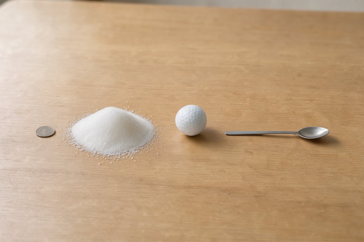 What does 150 grams of granulated sugar look like?