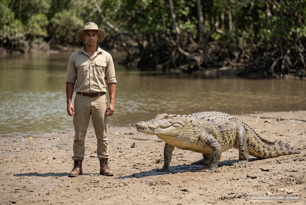 Person vs crocodile: size comparison