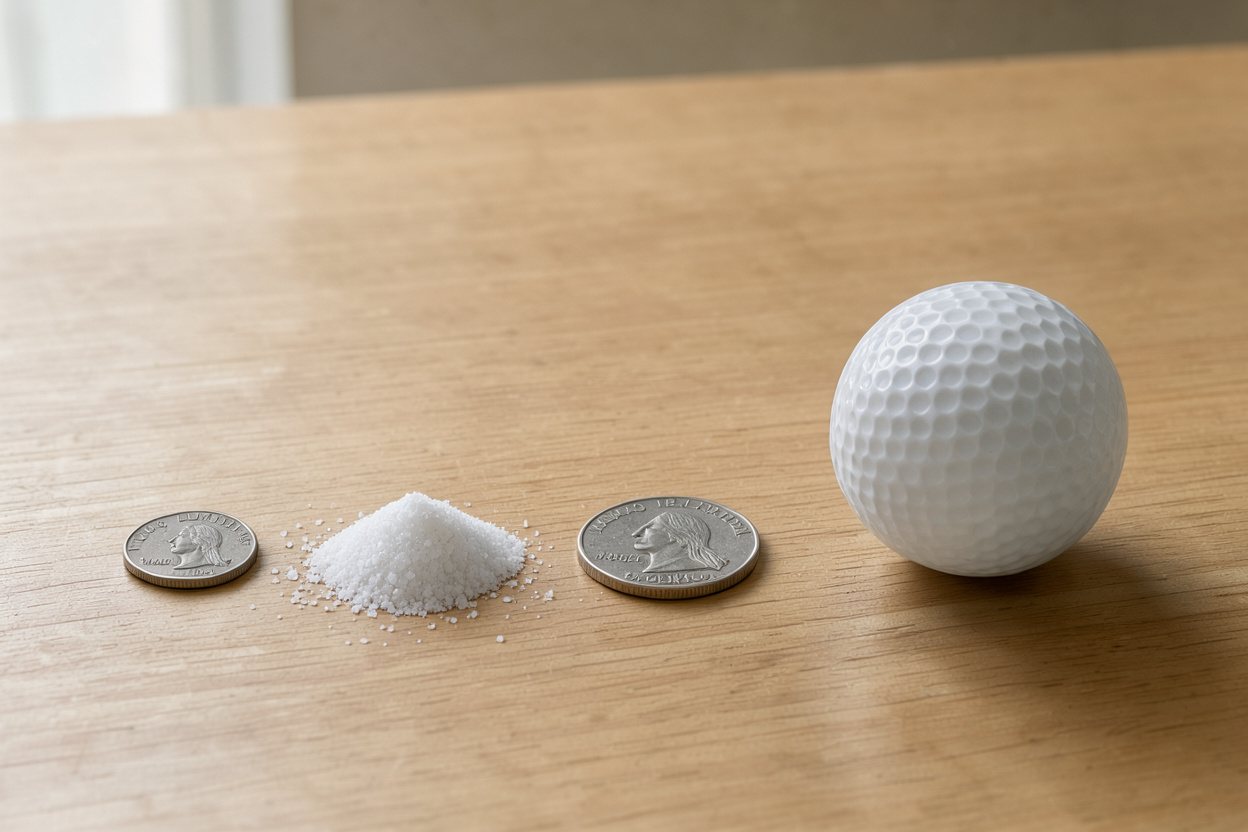 What does 0.5 teaspoons of table salt (fine) look like?