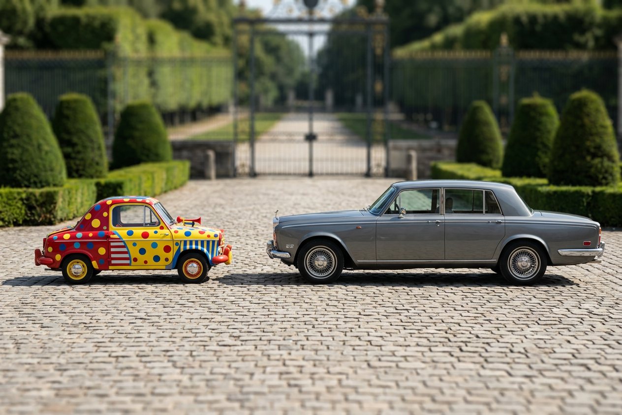 Clown car, in “Clown car vs rolls royce”