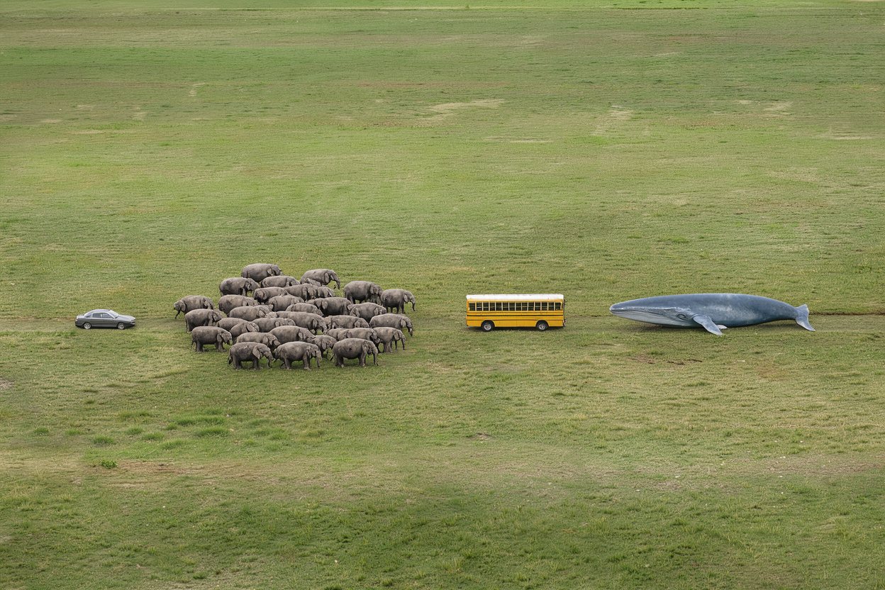 How many elephants weigh as much as a blue whale?