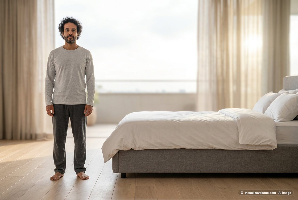 Person vs king bed: size comparison