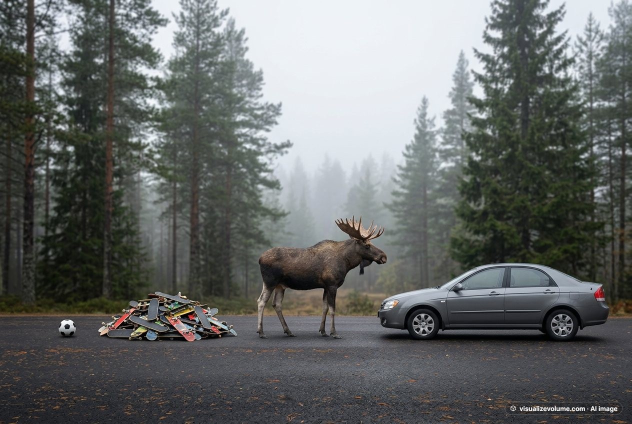 Skateboard, in “How many skateboards weigh as much as a moose?”