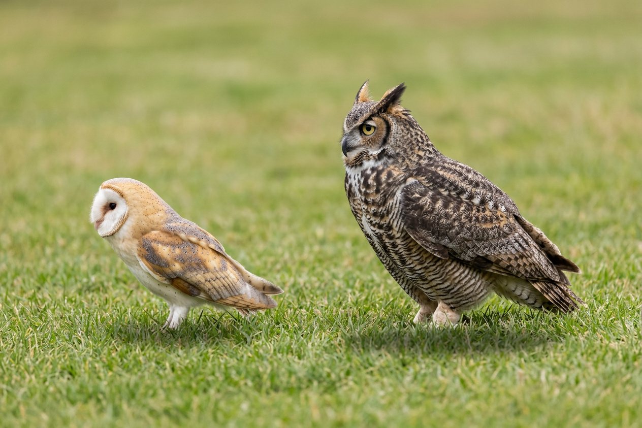 Barn owl vs great horned owl: size comparison